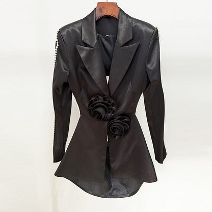 Early Spring Fashion Beaded Three-dimensional Flower Pearl Suits