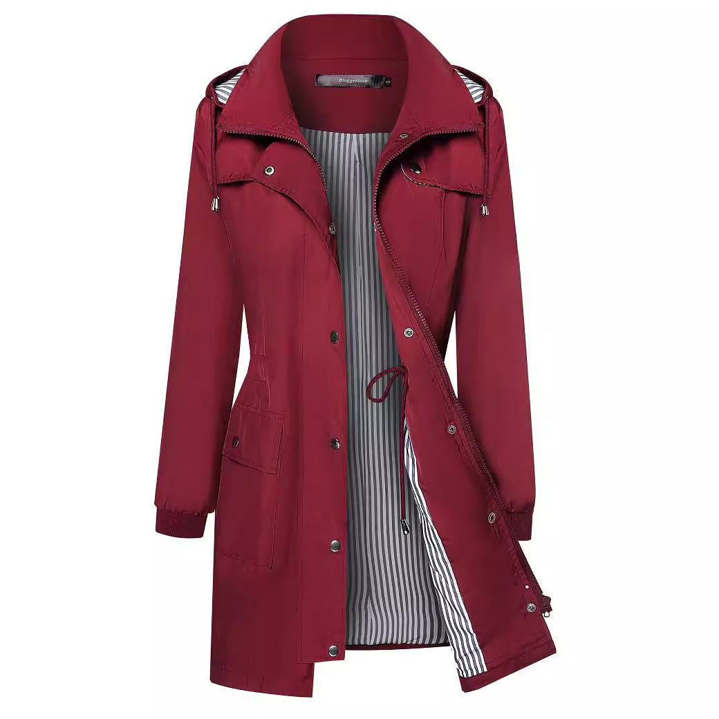Women's Raincoat Waterproof Windbreaker Striped Mountaineering Outdoor Coats