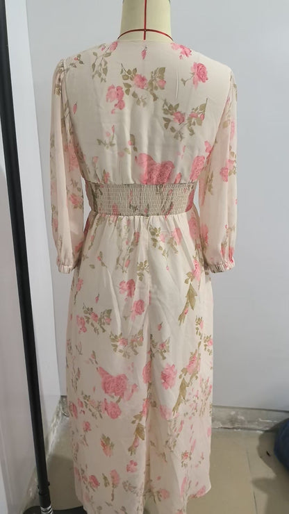 Women's Long-sleeved Digital Printed Long Dress Dresses