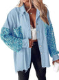 Women's Sequin Stitching Casual Fashion Elegant Shirt Jackets