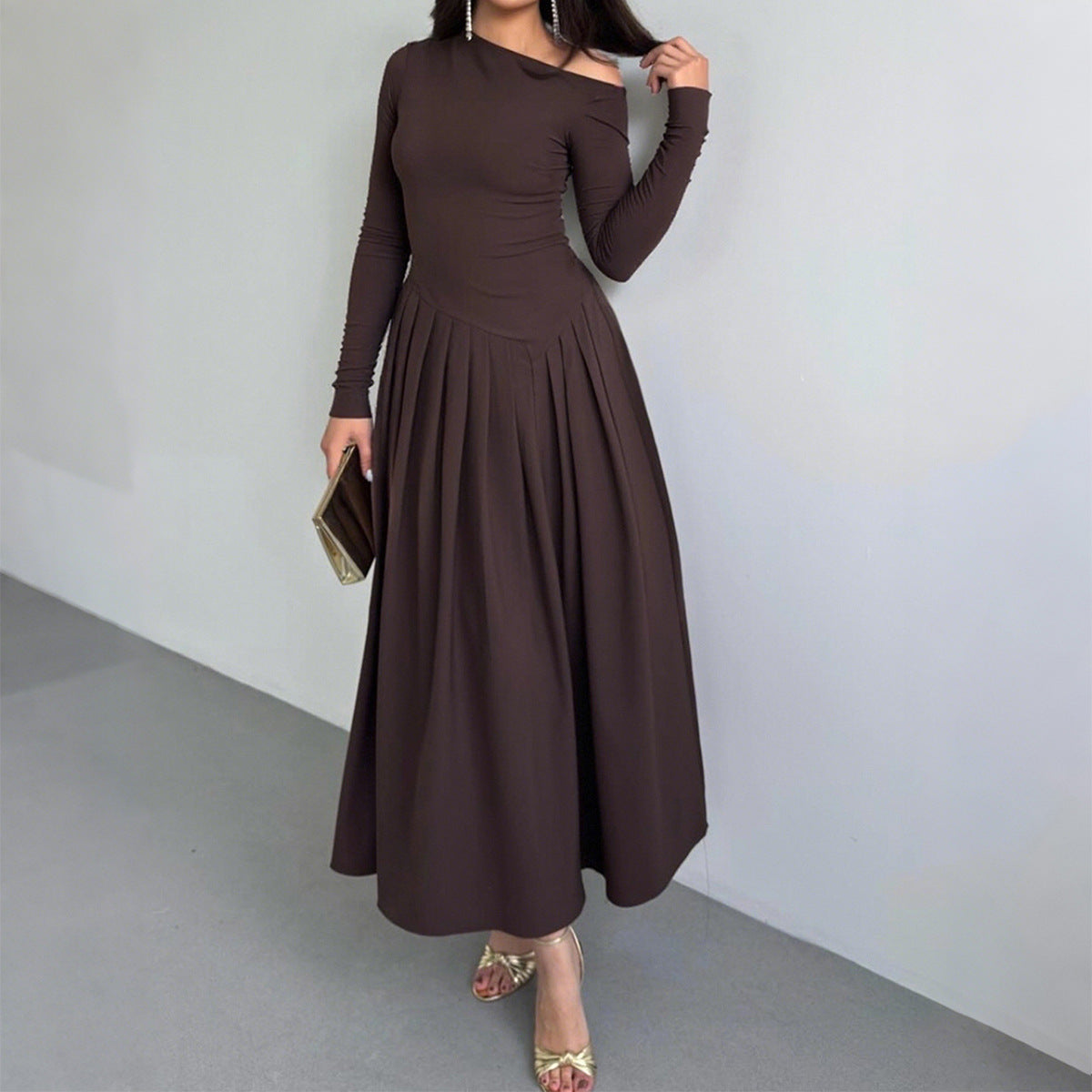 Women's Elegant High Waist Long Sleeves Dress Dresses