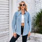 Women's Vintage Pointed Collar Fashion Denim Long Blouses