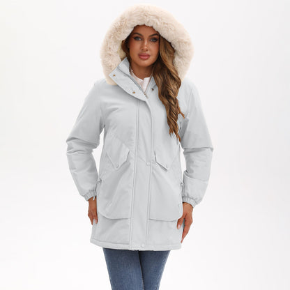 Women's Parka Fleece-lined Korean Style Big Fur Coats