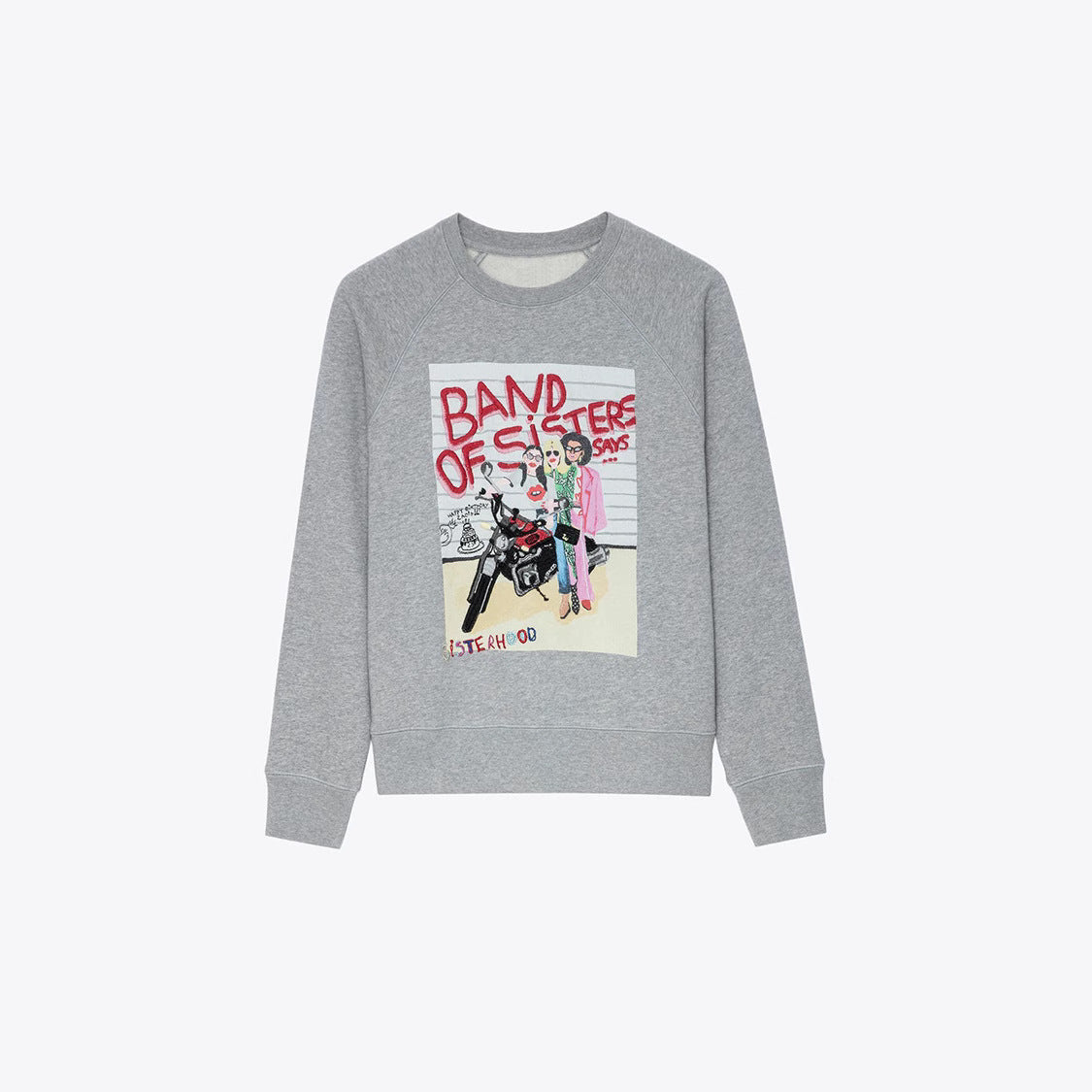 Women's French Minority Sisters Riding Motorcycle Printing Sweaters