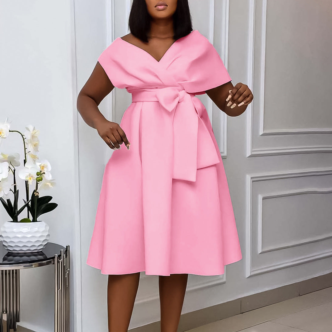 Women's Summer Fashion Lace Up Elegant African Plus Size