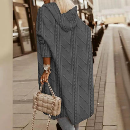 Women's Twisted Texture Hooded Mid-length Trench Coats