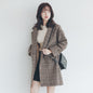 Women's Cotton Padded Plaid Wool Mid-length Slimming Coats