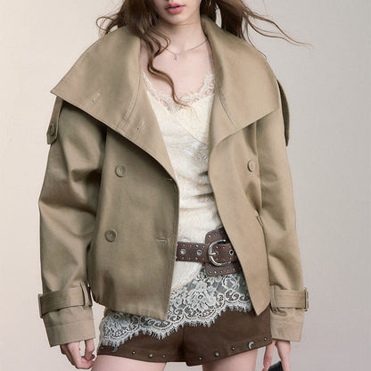 Women's French Style Temperament Solid Color Trench Coats