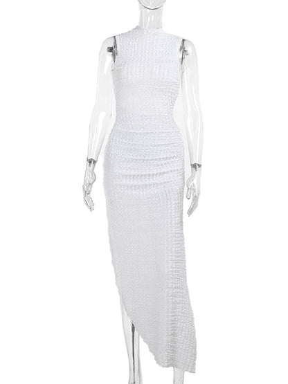 Women's Summer Fashion Camisole Texture Backless Slit Dresses
