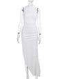 Women's Summer Fashion Camisole Texture Backless Slit Dresses