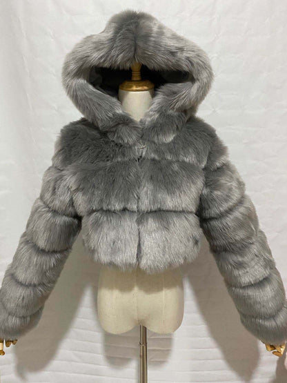 Creative Glamorous Imitation Fur Overcoat Fashion Coats