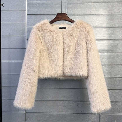 Women's Imitation Tuscan Fur Korean Style Solid Coats