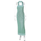 Women's Solid Color Long Style Close-fitting Sequins Dresses
