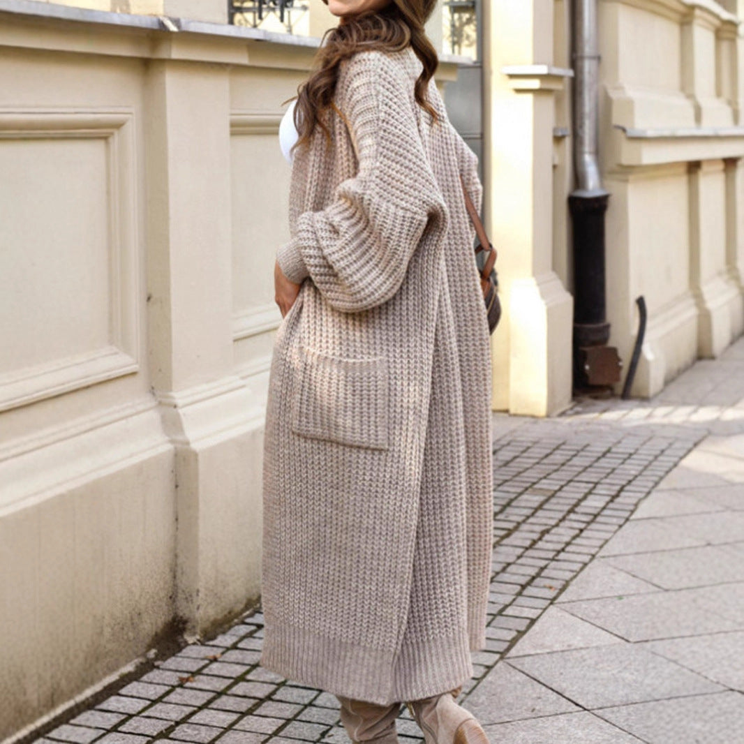 Women's Extended Casual Loose Pockets Long Sleeve Sweaters