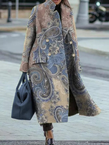 Printed Slim Fit Temperament Commute Pocket Coats