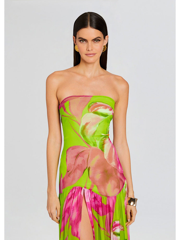 Women's Summer Fashion Printed Sexy Vacation Style Slim Dresses