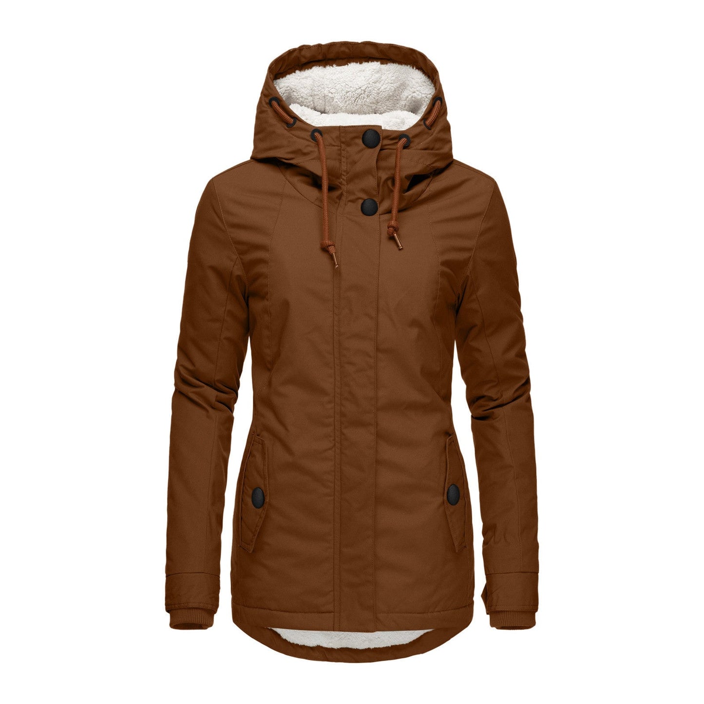Women's Winter Quilted Cotton Parka Lamb Wool Woman Dress Coats