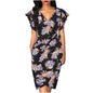 Women's Waist Pleating Printed Solid Color Dress Dresses