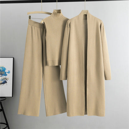 Lazy Temperament Knitting Sleeveless Three-piece Set Suits