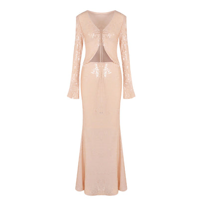 Luxury Dark Brown Sequined Dress Party Dresses