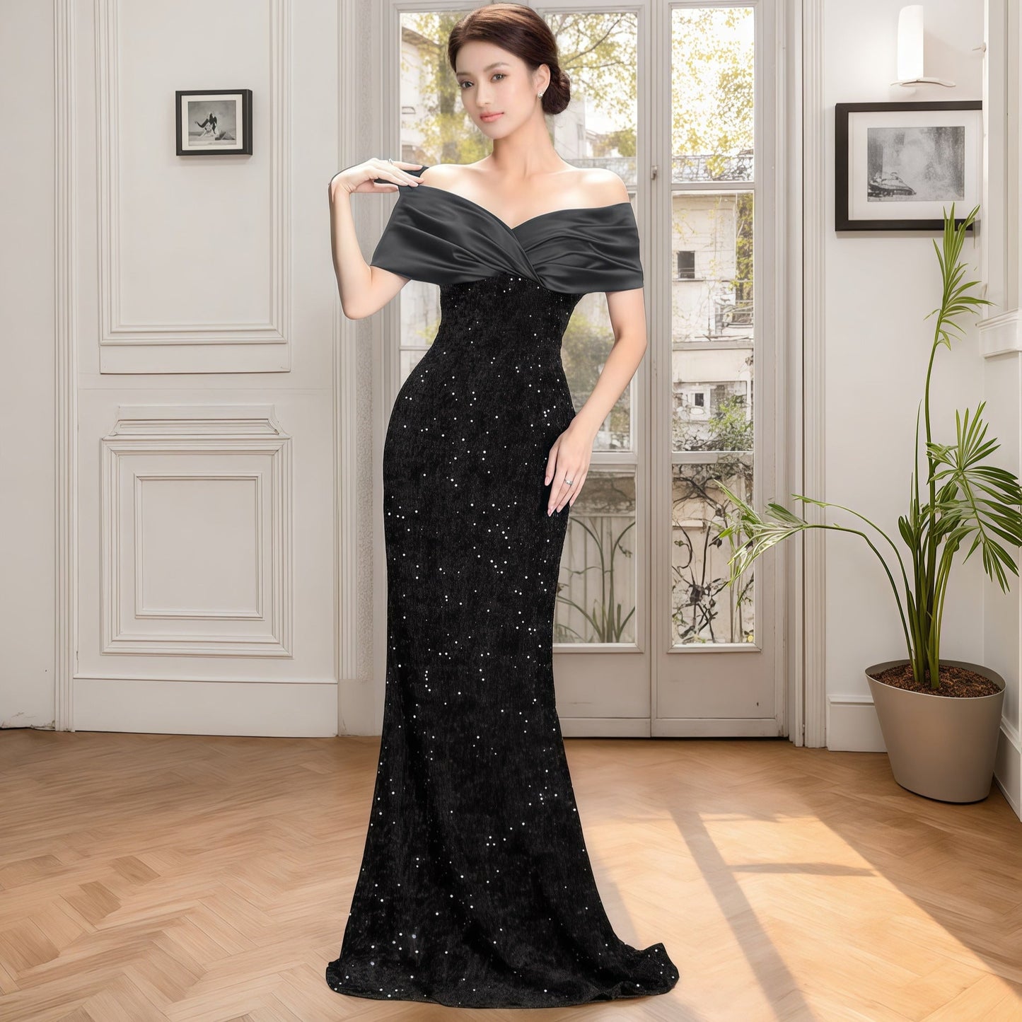 Dress Slim Fishtail Sexy Temperament Sequined Dresses