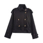 Women's Long-sleeved Waist Slant Double-breasted Clothes Coats