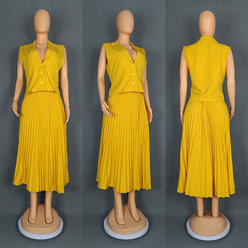 Women's Fashion Elegant Collar Single-breasted Pleated Suits