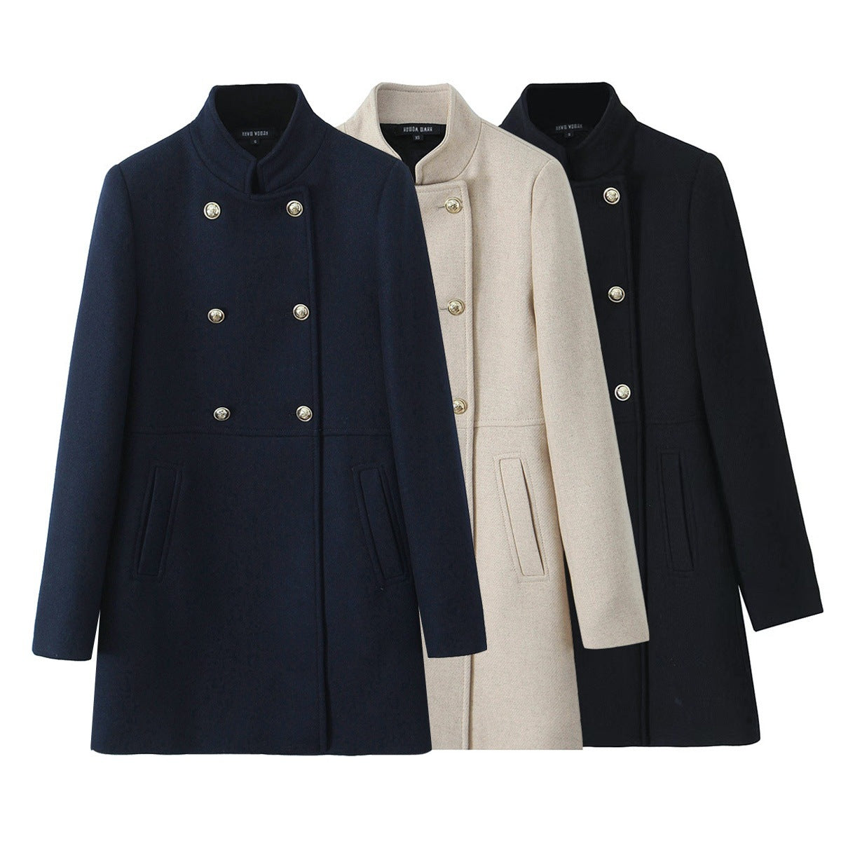 Women's Elegant Wool Blend Double-breasted Overcoat Coats