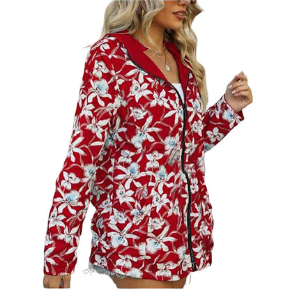 Women's Autumn Printed Zipper Windbreaker Fashion Double-sided Coats