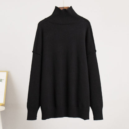 Women's Patchwork Turtleneck Casual Lazy Thickened Pullover Sweaters