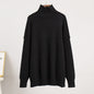 Women's Patchwork Turtleneck Casual Lazy Thickened Pullover Sweaters