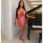 Sexy Rhinestone Strap Dress Nightclub Uniforms Dresses