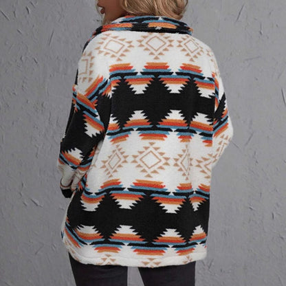 Women's Elegant Plush Casual Printed Long-sleeved Coats