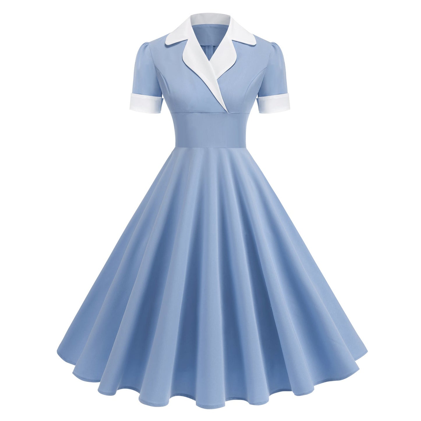 Lady Like Woman Contrast Color Collar High Waist Suits