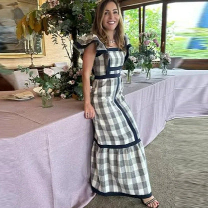 Women's Collar Color Contrast Patchwork Dress Fashionable Dresses