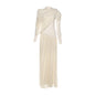 Women's Neck Waist Trimming Pleated Long-sleeved Dress Dresses
