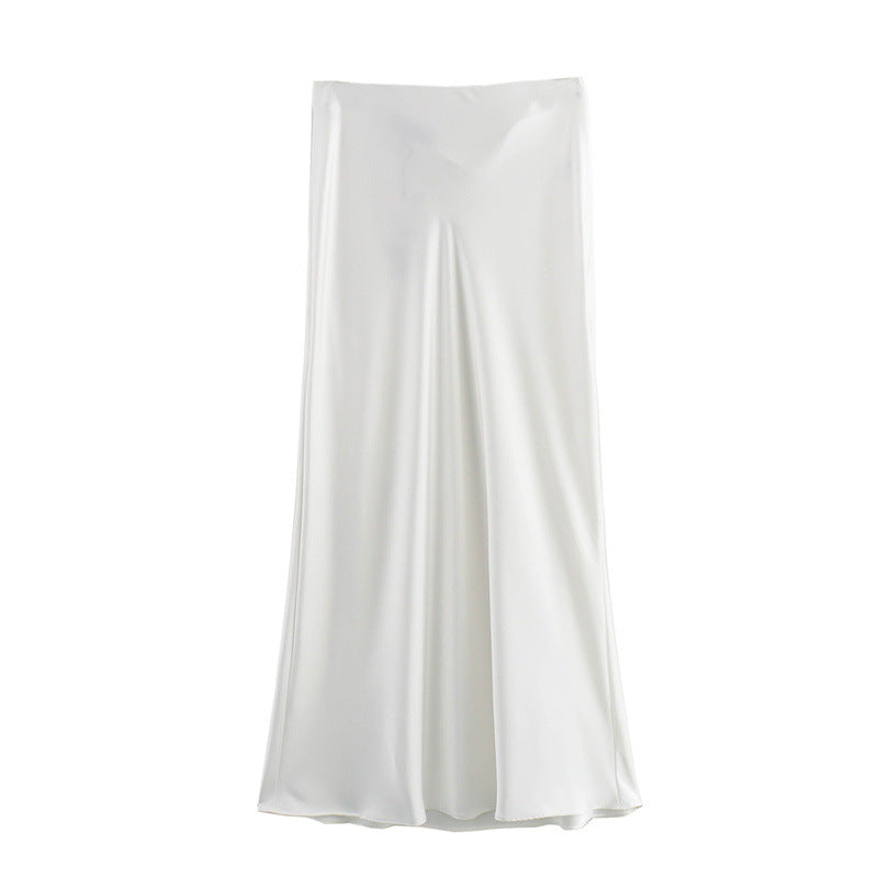 Women's Summer French Fashion Silk Satin Texture Skirts