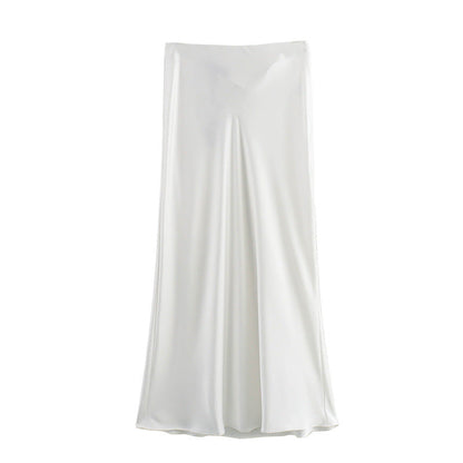 Women's Summer French Fashion Silk Satin Texture Skirts