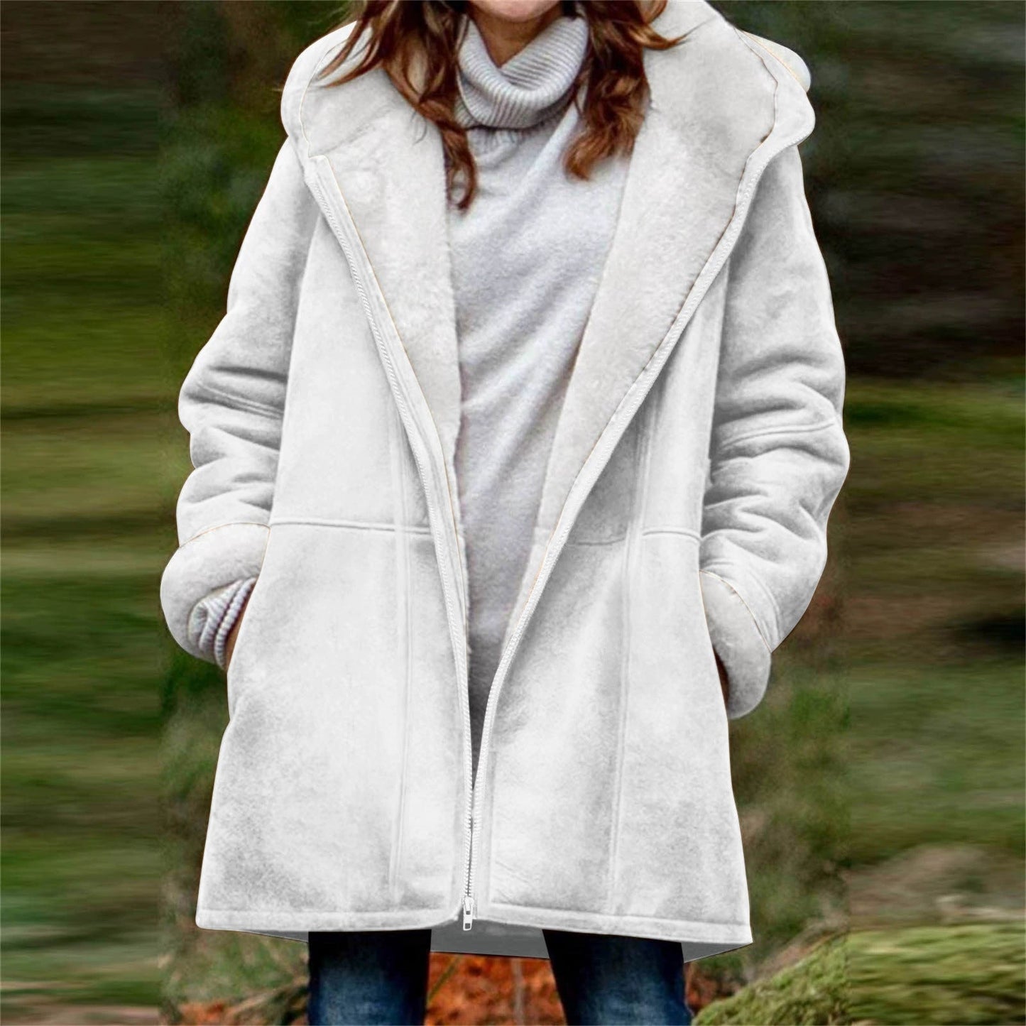 Women's Casual Loose Veet Thickened Solid Color Coats