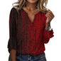 Women's Long-sleeved Printed Ethnic Fashion T-shirt Blouses