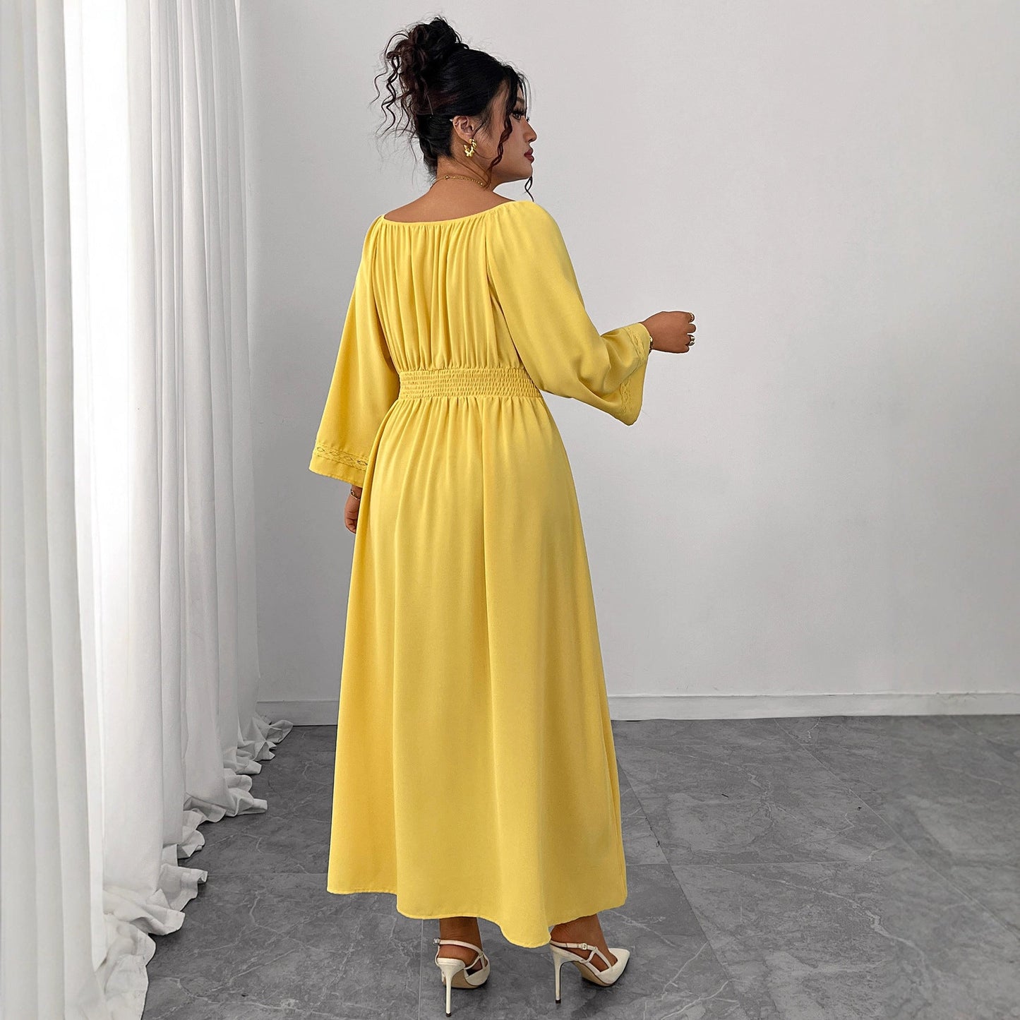 Women's Dress Sexy Temperament Deep Yellow High Dresses