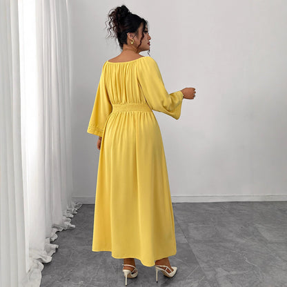 Women's Dress Sexy Temperament Deep Yellow High Dresses