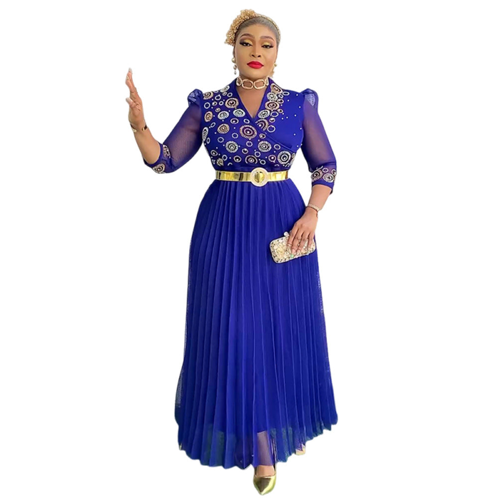 Women's Rhinestone Party Dress African Wear Temperament Dresses
