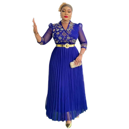 Women's Rhinestone Party Dress African Wear Temperament Dresses