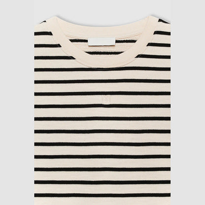 Women's American Niche Front Embroidered Framed Letter Stripes Terry Loose Blouses