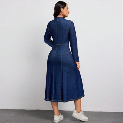 Women's Denim Thin High Class Elegant Long Dresses