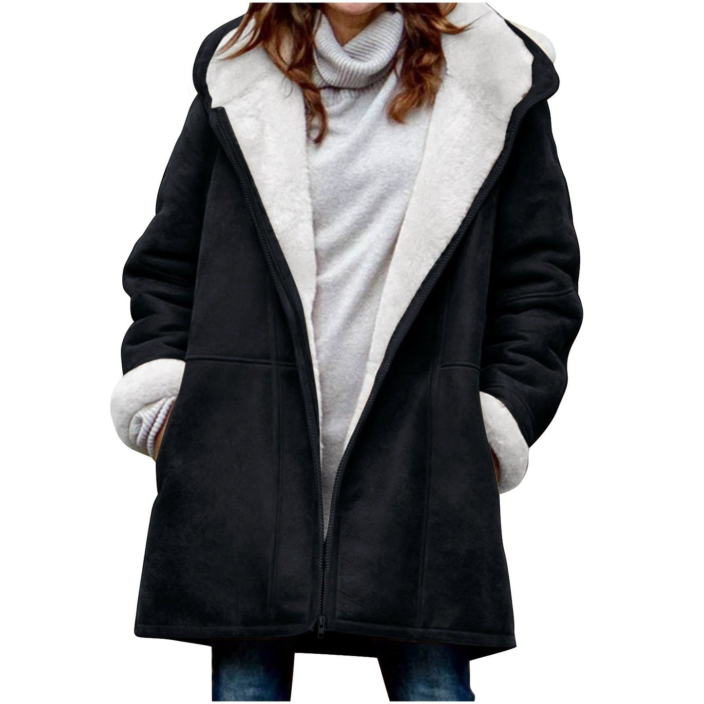 Women's Casual Loose Veet Thickened Solid Color Coats