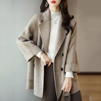 Herringbone Pattern Loose Western Style Slimming Small Coats