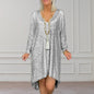 Short-sleeved Urban Casual Solid Color Loose Pullover Sequined Dresses
