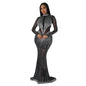 Women's Wear Pure Color Mesh Hot Drilling Dresses
